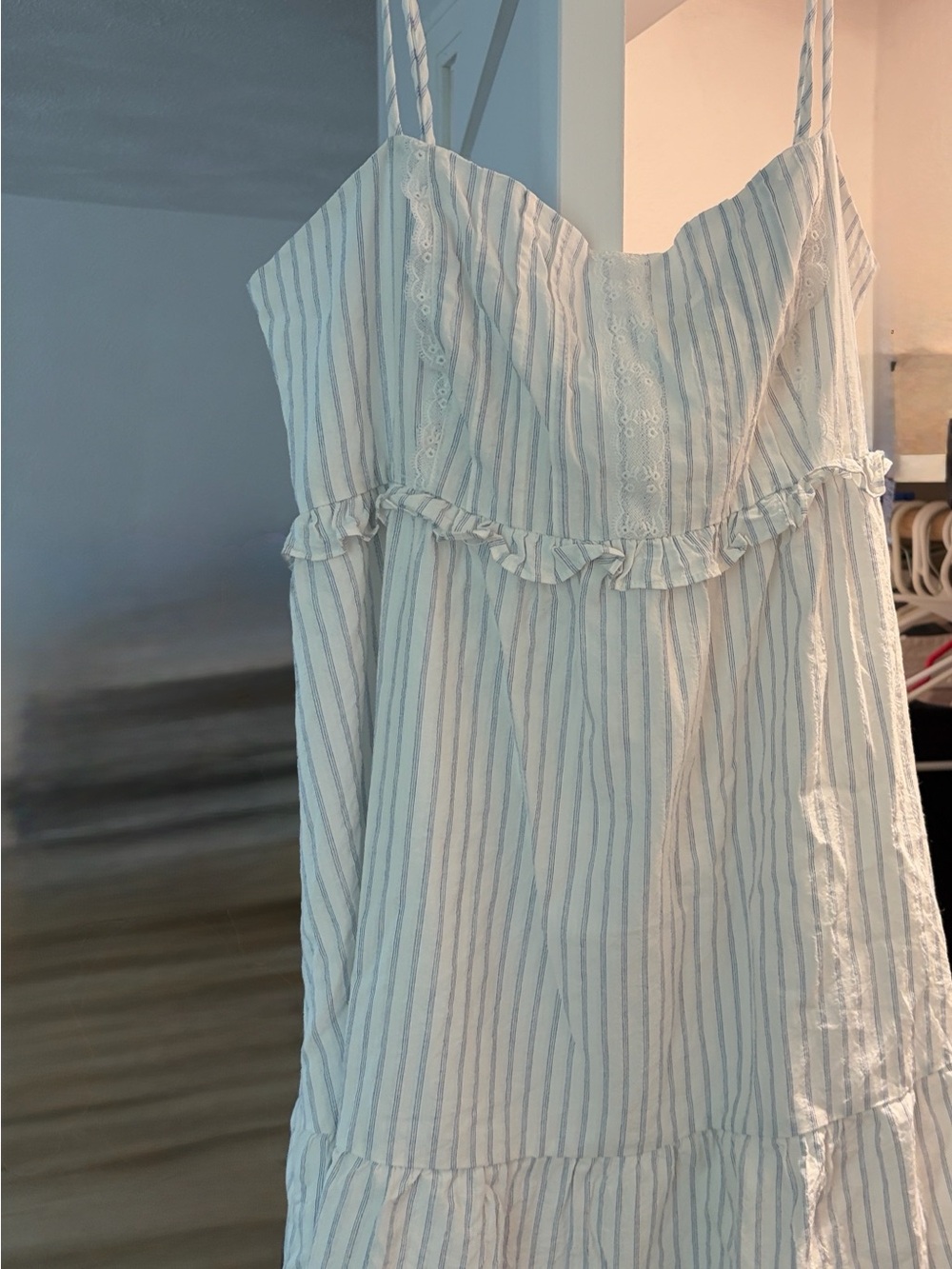 Altar’d State Light Blue and White Striped babydoll Sundress size xl nwt